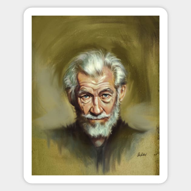 Ian McKellen portrait Sticker by Artofokan